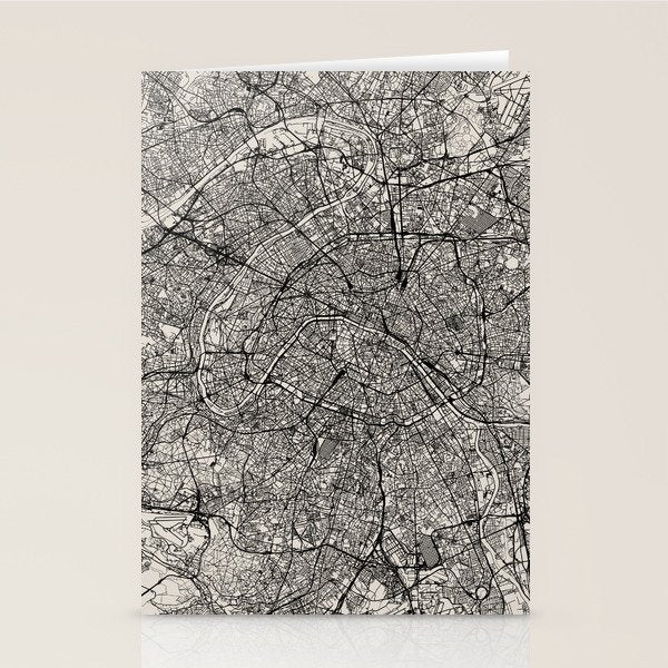 Paris Map - Black&White City Maps Stationery Card Gallery Image 2