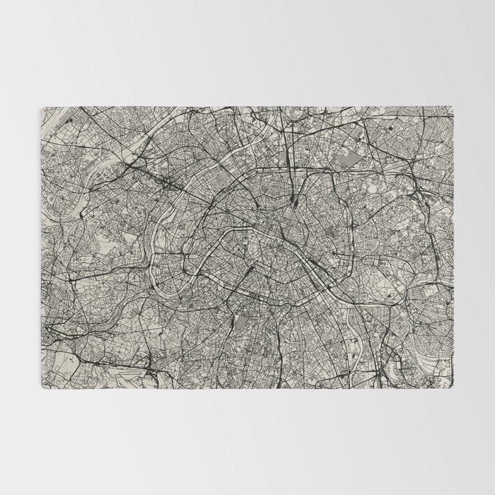 Paris Map - Black&White City Maps Rug Gallery Image 2
