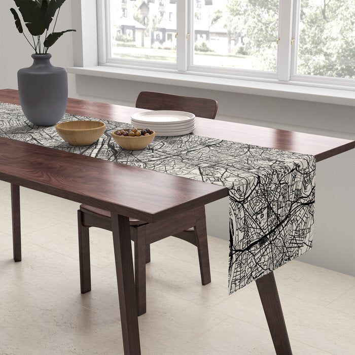 Paris Map - Black&White City Maps Table Runner Gallery Image 2