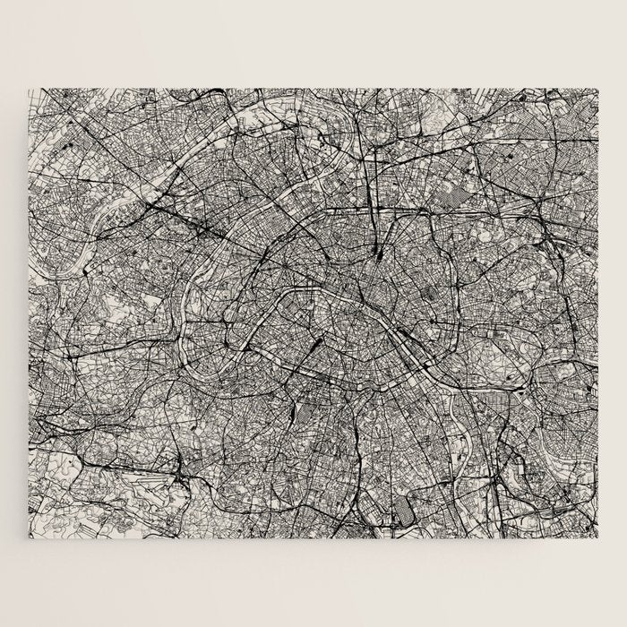Paris Map - Black&White City Maps Jigsaw Puzzle Gallery Image 1