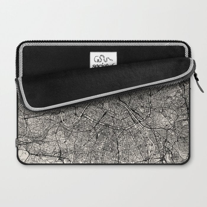 Paris Map - Black&White City Maps Laptop Sleeve Gallery Image 2