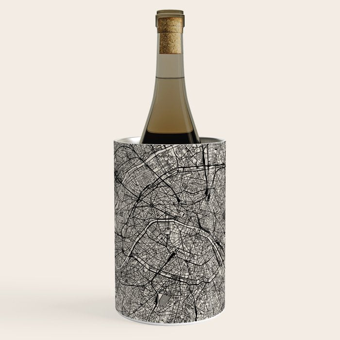 Paris Map - Black&White City Maps Wine Chiller Gallery Image 1