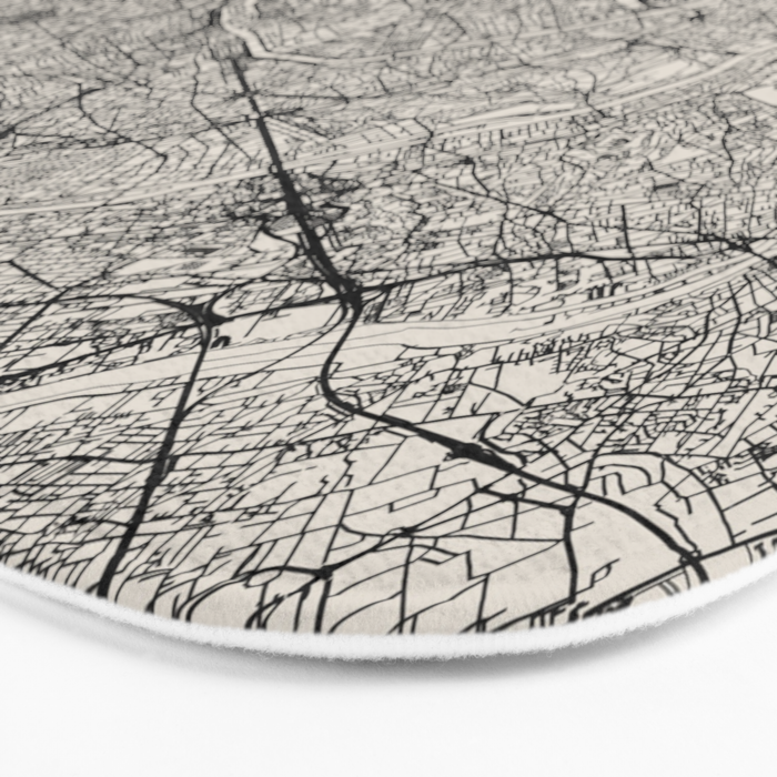 Paris Map - Black&White City Maps Bath Mat Gallery Image 3