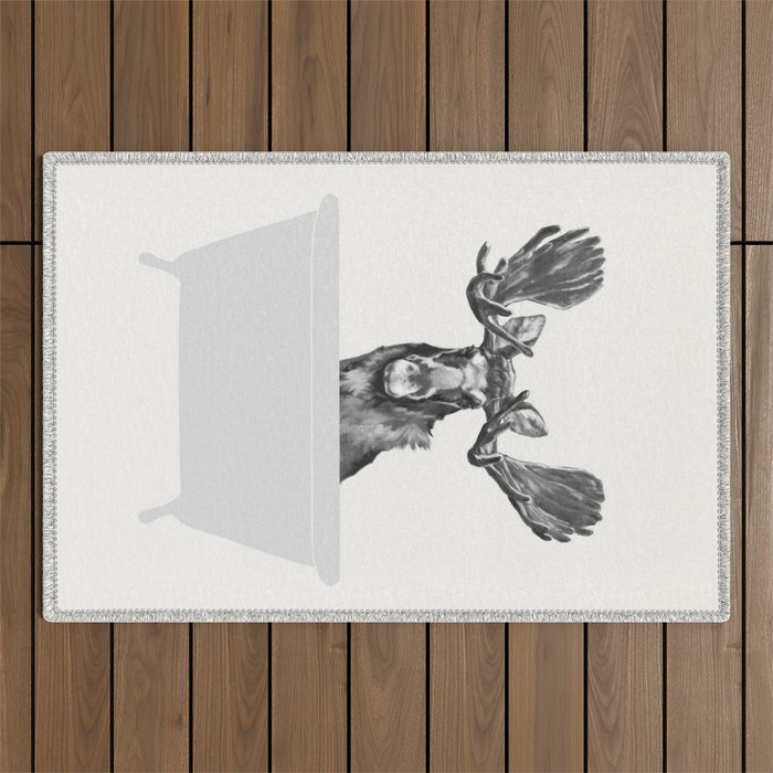 Vintage Moose in Bathtub Outdoor Rug Gallery Image 1