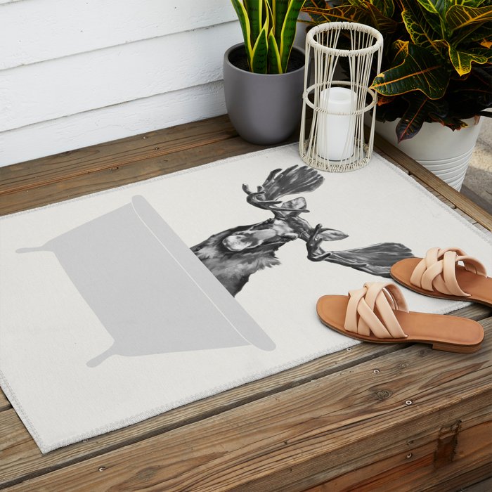 Vintage Moose in Bathtub Outdoor Rug Gallery Image 2
