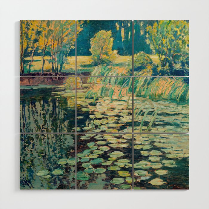 Landscape with lily pond Wood Wall Art Gallery Image 1