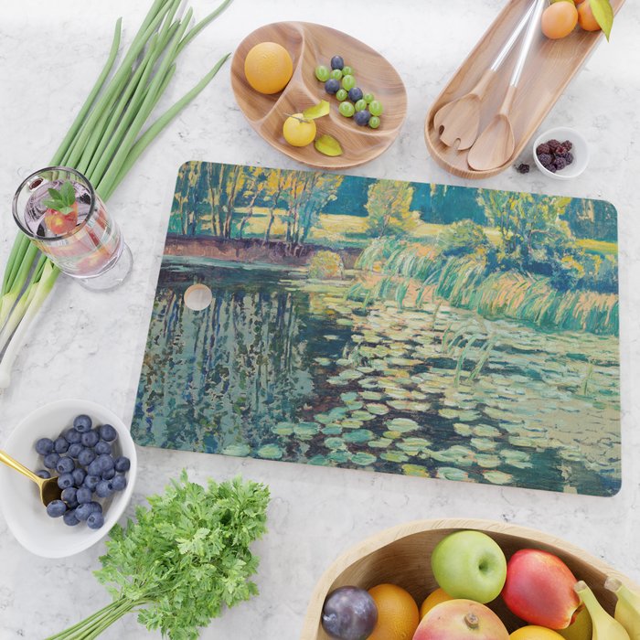 Landscape with lily pond Cutting Board Gallery Image 2
