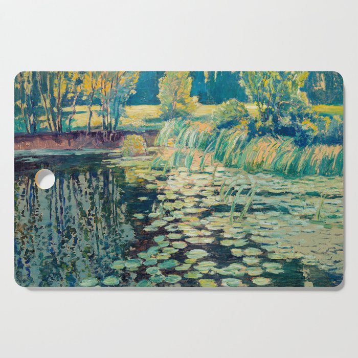 Landscape with lily pond Cutting Board Gallery Image 1