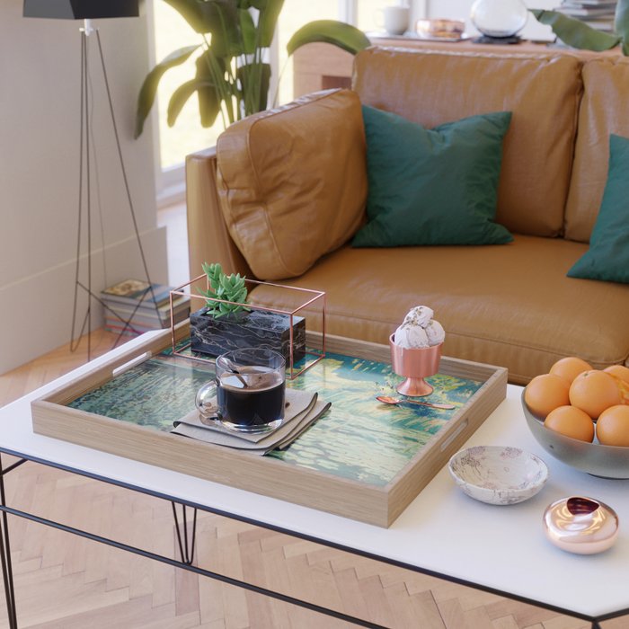 Landscape with lily pond Serving Tray Gallery Image 2