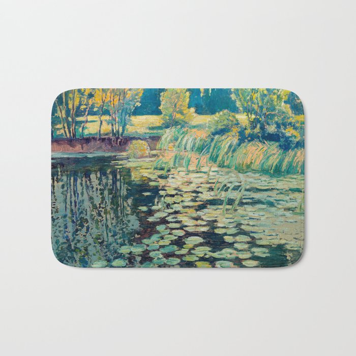 Landscape with lily pond Bath Mat Gallery Image 1