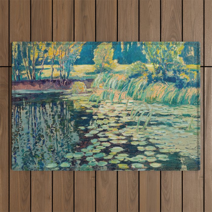 Landscape with lily pond Outdoor Rug Gallery Image 1