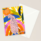 Leopard Somewhere Over The Rainbow, Maximalist Abstract Wildlife Jungle Botanical, Pop of Color Eclectic Animals Illustration  Stationery Card Gallery Image 2