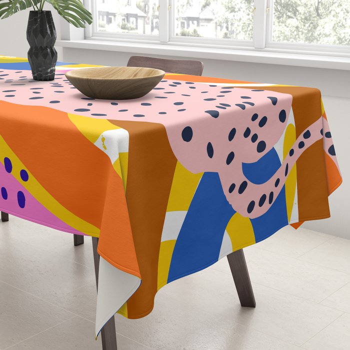 Leopard Somewhere Over The Rainbow, Maximalist Abstract Wildlife Jungle Botanical, Pop of Color Eclectic Animals Illustration  Tablecloth Gallery Image 3