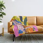 Leopard Somewhere Over The Rainbow, Maximalist Abstract Wildlife Jungle Botanical, Pop of Color Eclectic Animals Illustration  Throw Blanket Gallery Image 1