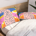 Leopard Somewhere Over The Rainbow, Maximalist Abstract Wildlife Jungle Botanical, Pop of Color Eclectic Animals Illustration  Pillow Sham Gallery Image 2