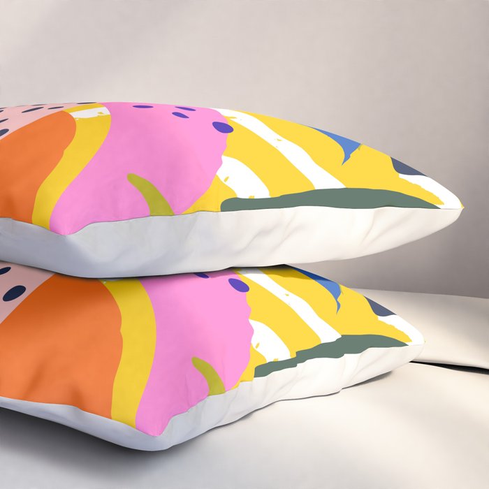 Leopard Somewhere Over The Rainbow, Maximalist Abstract Wildlife Jungle Botanical, Pop of Color Eclectic Animals Illustration  Pillow Sham Gallery Image 3