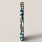 Retro Palm Springs vibes // white background highball sage and pine green palm trees oxford navy blue lines iPhone Case Gallery Image 2