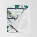 Retro Palm Springs vibes // white background highball sage and pine green palm trees oxford navy blue lines Throw Blanket Gallery Image 3
