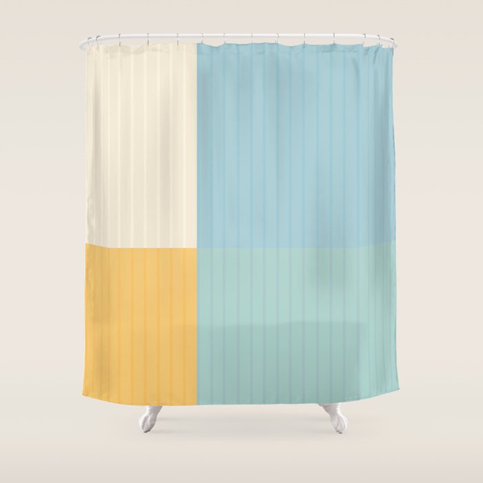 Color Block Line Abstract III Coastal Beachy Shower Curtain Gallery Image 1