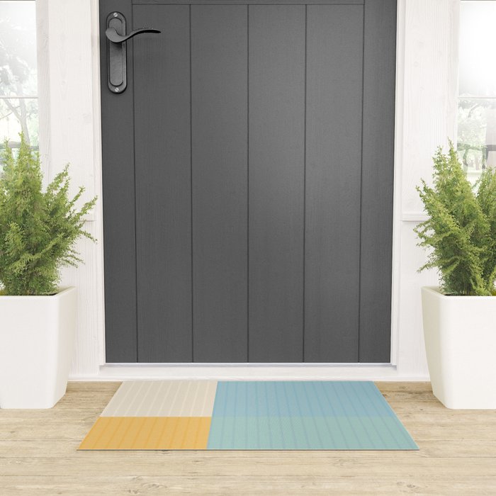 Color Block Line Abstract III Coastal Beachy Welcome Mat Gallery Image 3