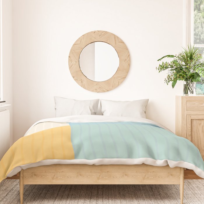 Color Block Line Abstract III Coastal Beachy Duvet Cover Gallery Image 3