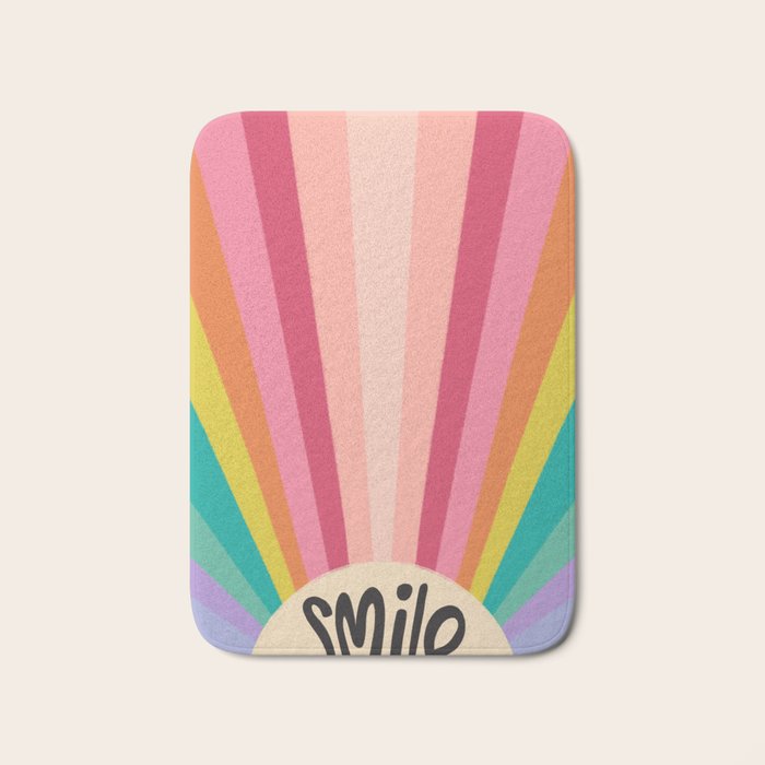 Smile - 70s Retro Sun Rainbow  Bath Mat Gallery Image 1