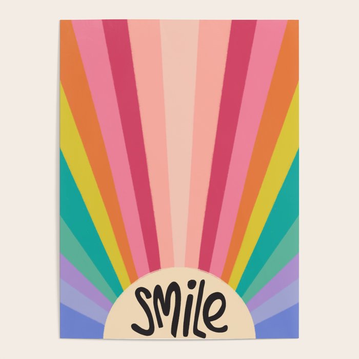 Smile - 70s Retro Sun Rainbow  Poster Gallery Image 4