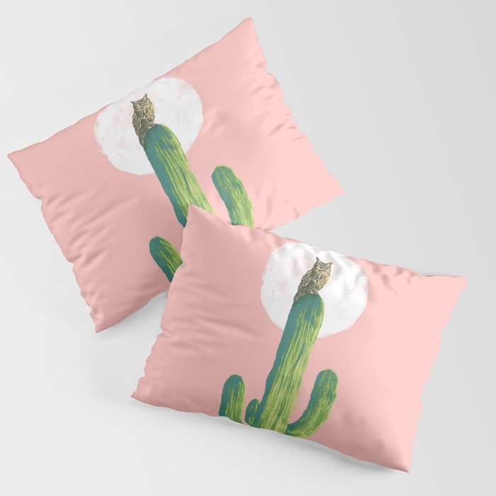 Quirky owl on saguaro cactus Pillow Sham Gallery Image 1