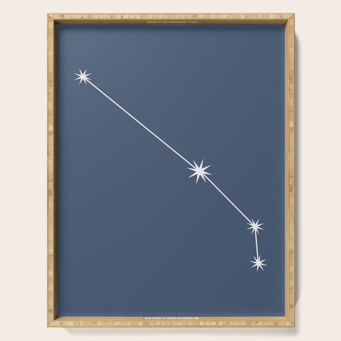 Aries Zodiac Star Constellation Line Art Neutral Blue Serving Tray Gallery Image 1