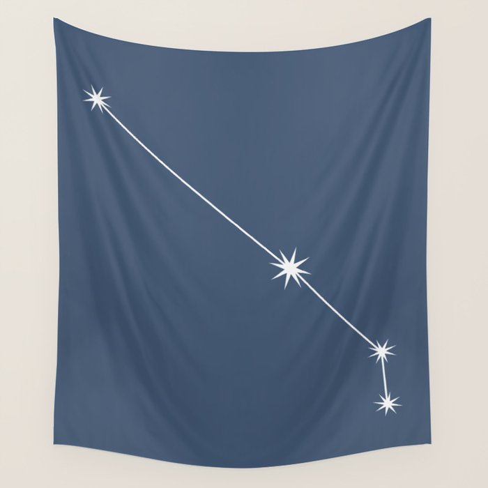 Aries Zodiac Star Constellation Line Art Neutral Blue Wall Tapestry Gallery Image 1