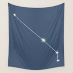 Aries Zodiac Star Constellation Line Art Neutral Blue Wall Tapestry Gallery Image 4
