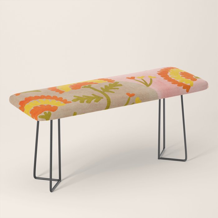 Red and Orange Marigold print - Mexico City Marigold Market Bench Gallery Image 1