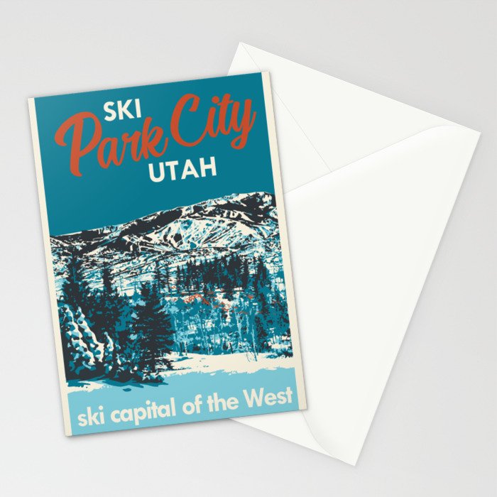 Park City Vintage Ski Poster Stationery Card Gallery Image 2