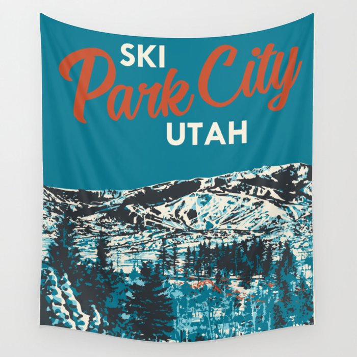 Park City Vintage Ski Poster Wall Tapestry Gallery Image 4