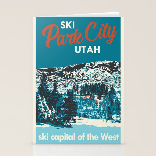 Park City Vintage Ski Poster Stationery Card Gallery Image 2