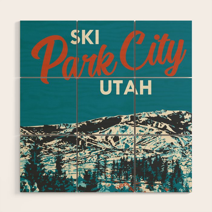 Park City Vintage Ski Poster Wood Wall Art Gallery Image 1