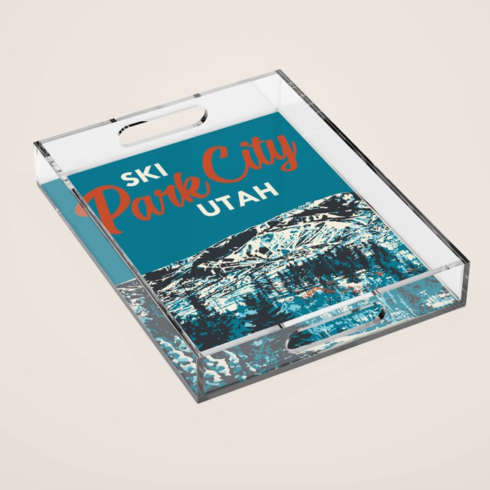 Park City Vintage Ski Poster Acrylic Tray Gallery Image 1