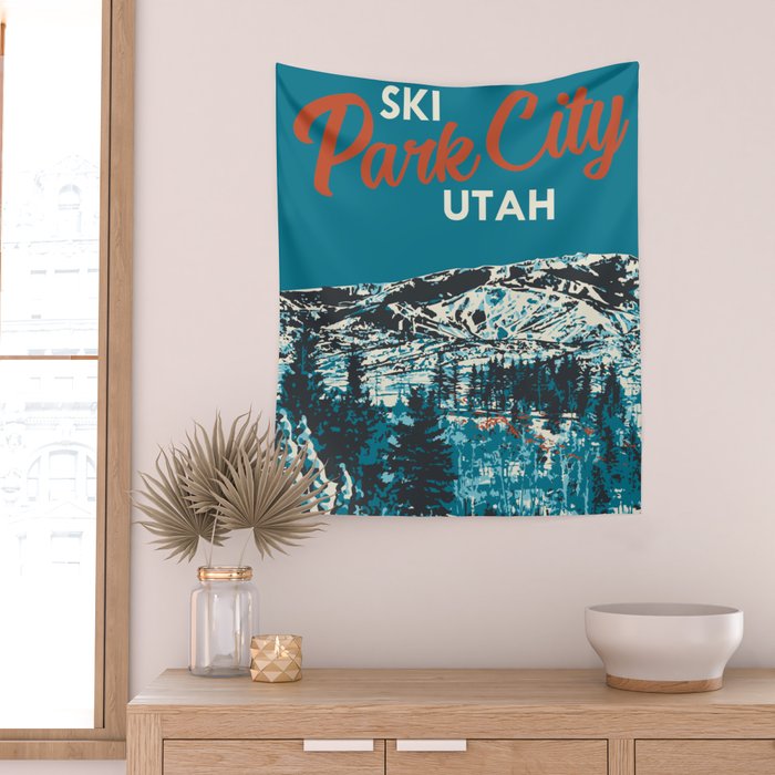 Park City Vintage Ski Poster Wall Tapestry Gallery Image 2