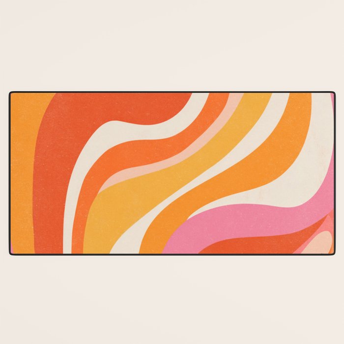 Bold Pink and Orange Groovy Swirl Abstract Pattern 70s Desk Mat Gallery Image 3