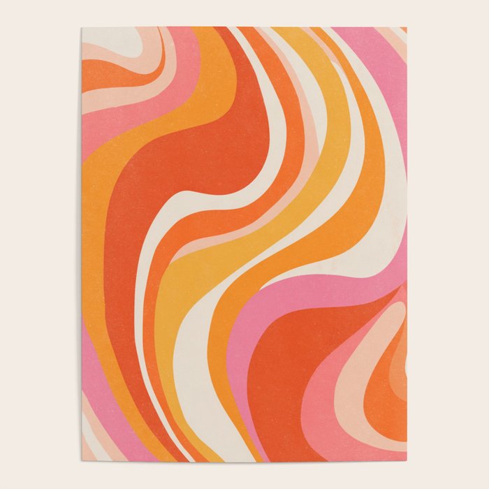Bold Pink and Orange Groovy Swirl Abstract Pattern 70s Poster Gallery Image 4