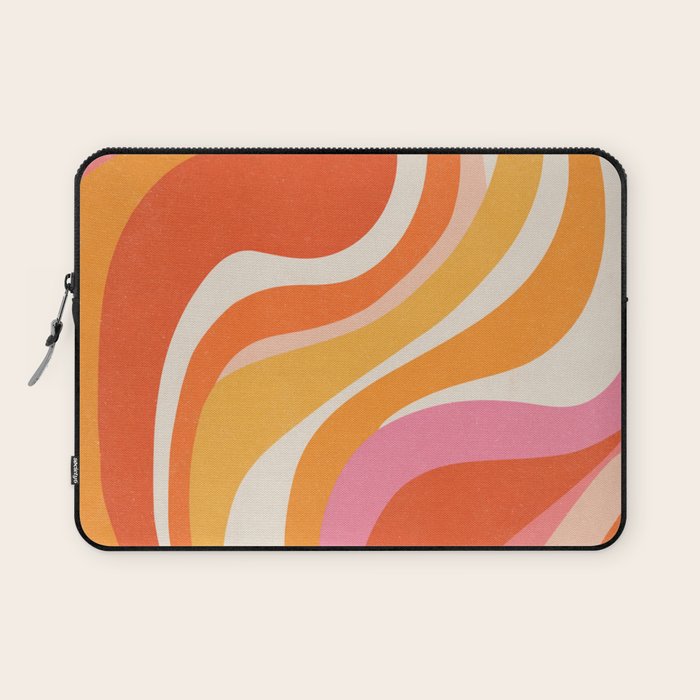 Bold Pink and Orange Groovy Swirl Abstract Pattern 70s Laptop Sleeve Gallery Image 1