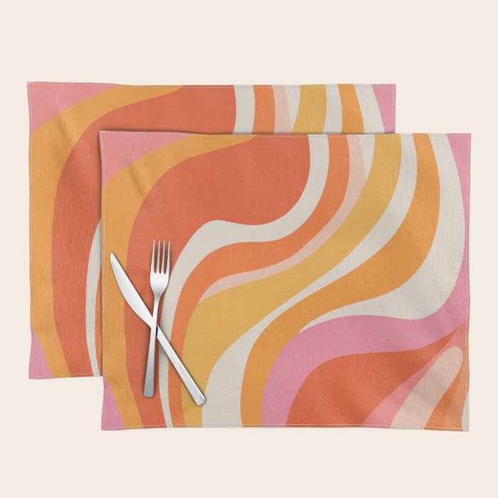 Bold Pink and Orange Groovy Swirl Abstract Pattern 70s Placemat Gallery Image 1