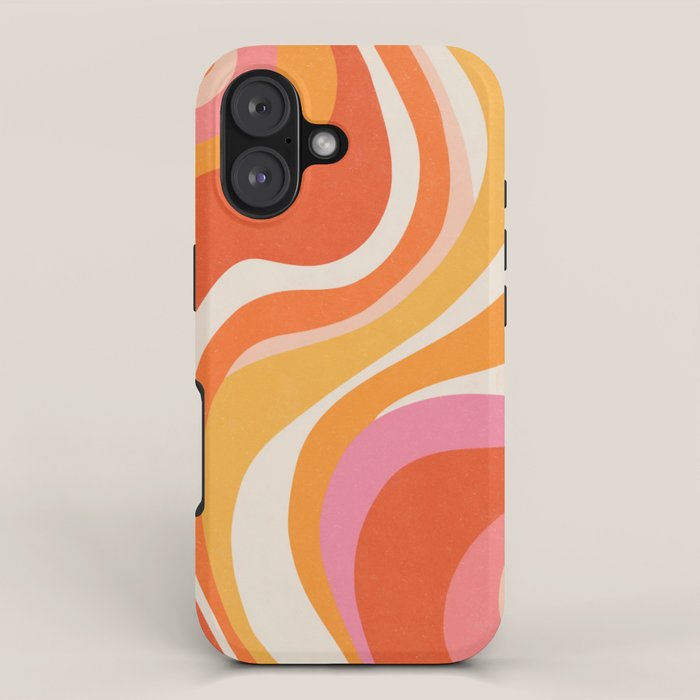 Bold Pink and Orange Groovy Swirl Abstract Pattern 70s iPhone Case Gallery Image 1