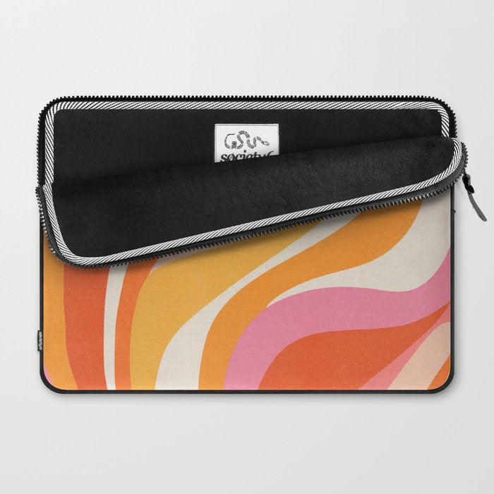 Bold Pink and Orange Groovy Swirl Abstract Pattern 70s Laptop Sleeve Gallery Image 2