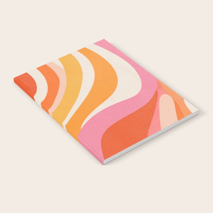 Bold Pink and Orange Groovy Swirl Abstract Pattern 70s Notebook Gallery Image 2