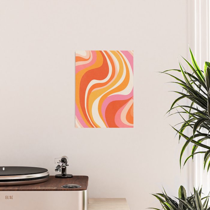 Bold Pink and Orange Groovy Swirl Abstract Pattern 70s Poster Gallery Image 2