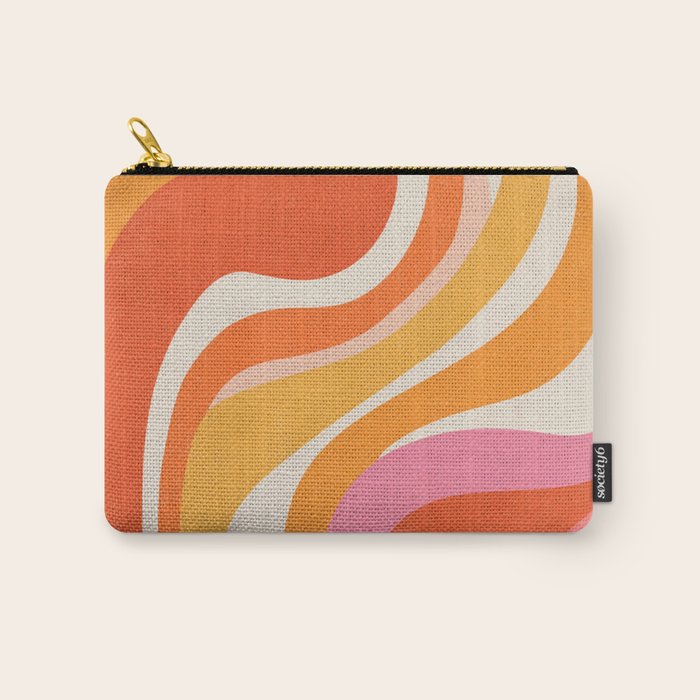 Bold Pink and Orange Groovy Swirl Abstract Pattern 70s Carry All Pouch Gallery Image 1