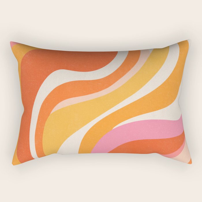Bold Pink and Orange Groovy Swirl Abstract Pattern 70s Rectangular Pillow Gallery Image 1