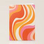 Bold Pink and Orange Groovy Swirl Abstract Pattern 70s Stationery Card Gallery Image 2