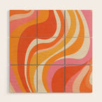 Bold Pink and Orange Groovy Swirl Abstract Pattern 70s Wood Wall Art Gallery Image 1